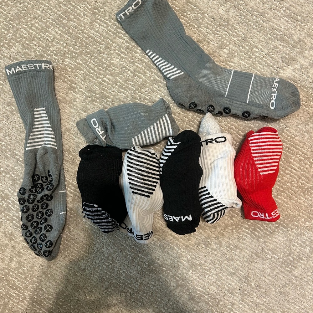 Grip Socks! Men's Athletic Socks - Gray, Black, White, Red